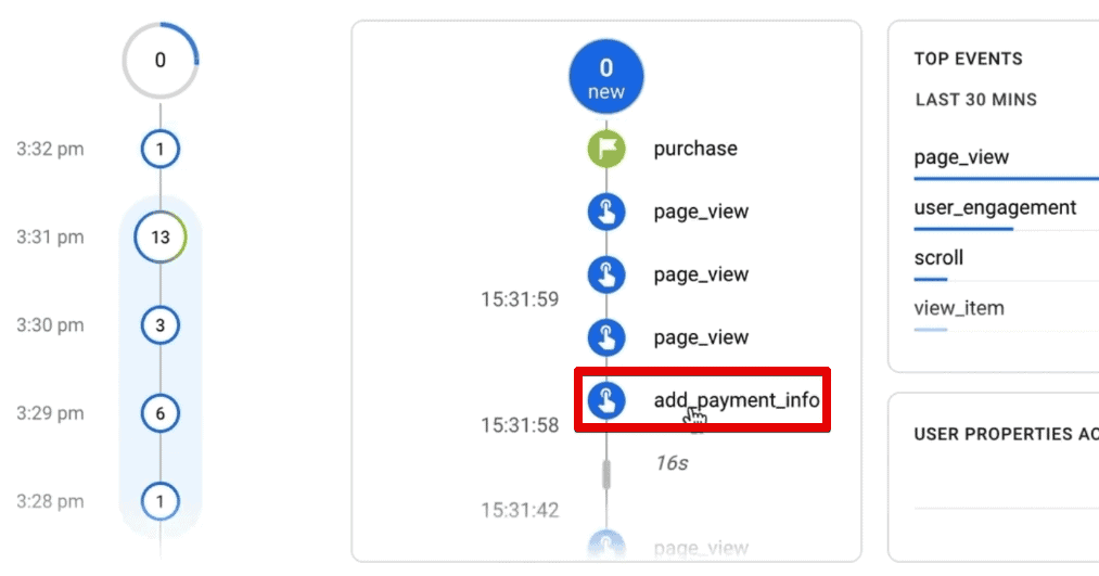 Add_payment_info event in the GA4 DebugView