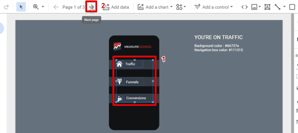 Copying the icons and text to the other pages