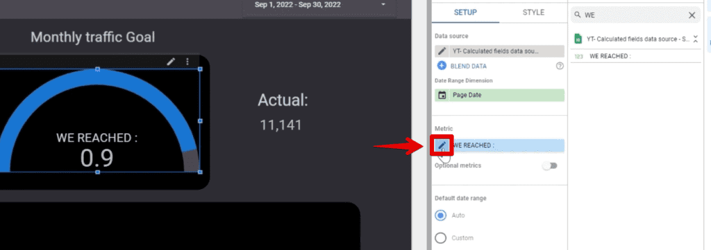 Editing the percentage metric