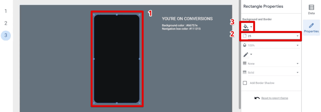 Formatting the rectangle