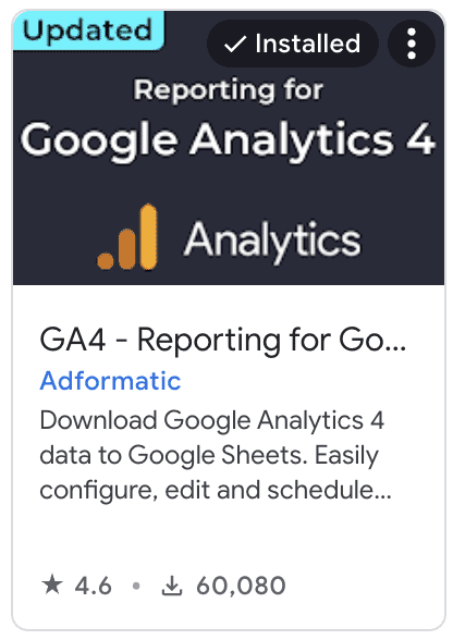 GA4 - Reporting for Google Analytics 4 add-on in Google Workspace