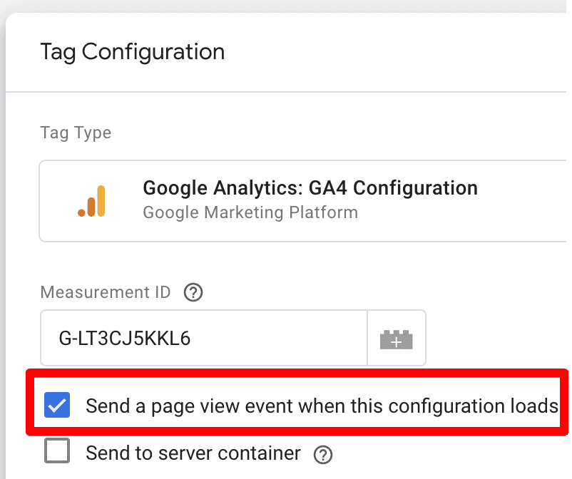 GA4 config tag with a check to send a pageview event whenever it loads