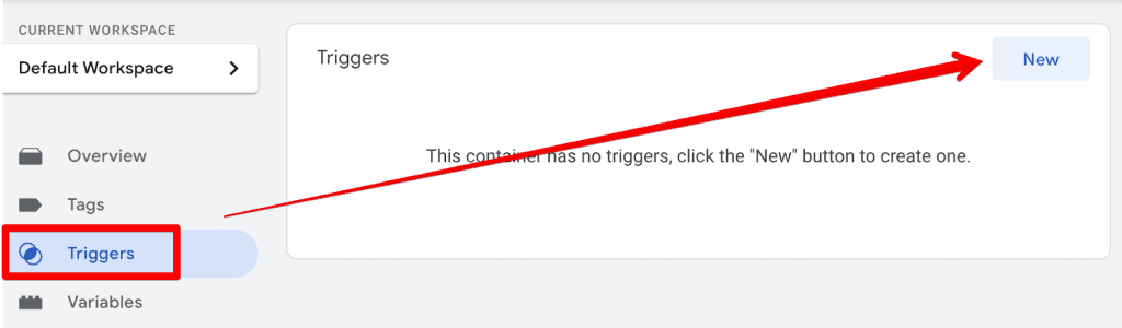 GTM interface to create a new trigger