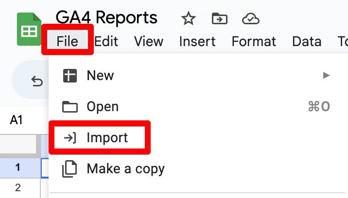 Import file in Sheets