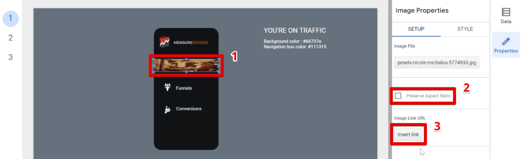 Inserting an image for the image link URL