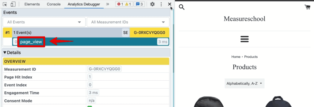 Page_view event in the category page