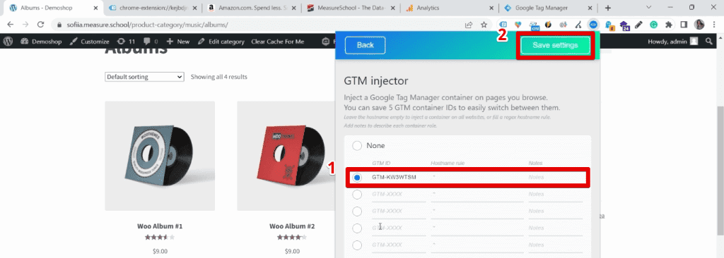 Providing the GTM ID for the GTM injector