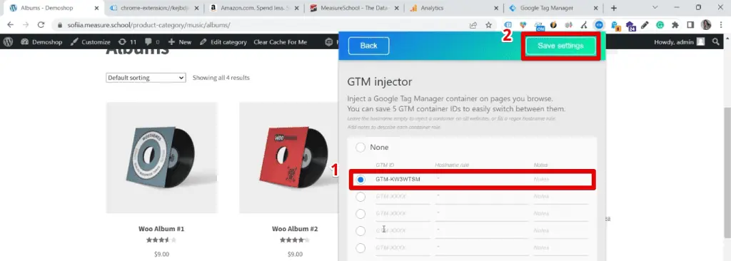 Providing the GTM ID for the GTM injector