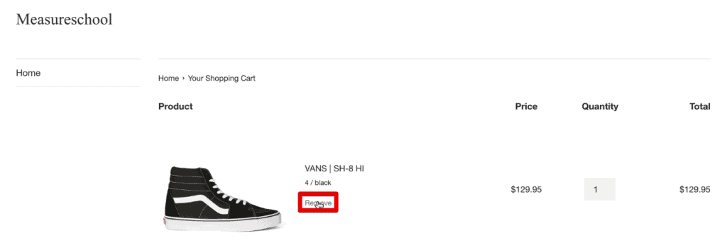 Removing a product from the cart