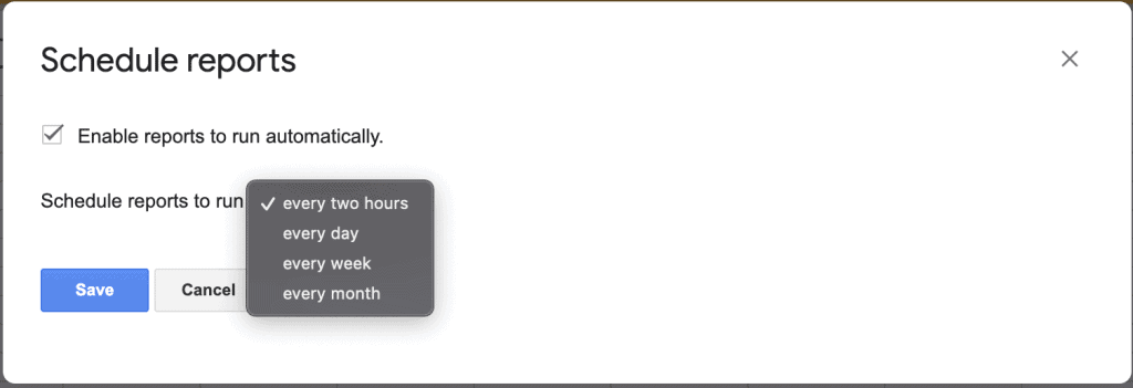 Schedule reports settings with GA4 magic reports add-on