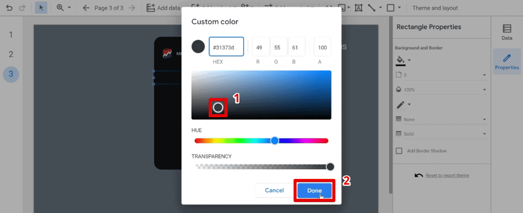 Selecting a lighter background color for the navigation button