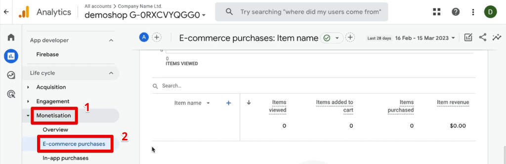 eCommerce purchases report