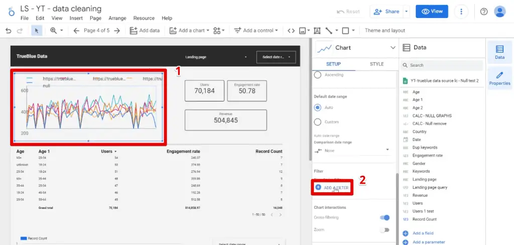 Adding a filter to the time series chart