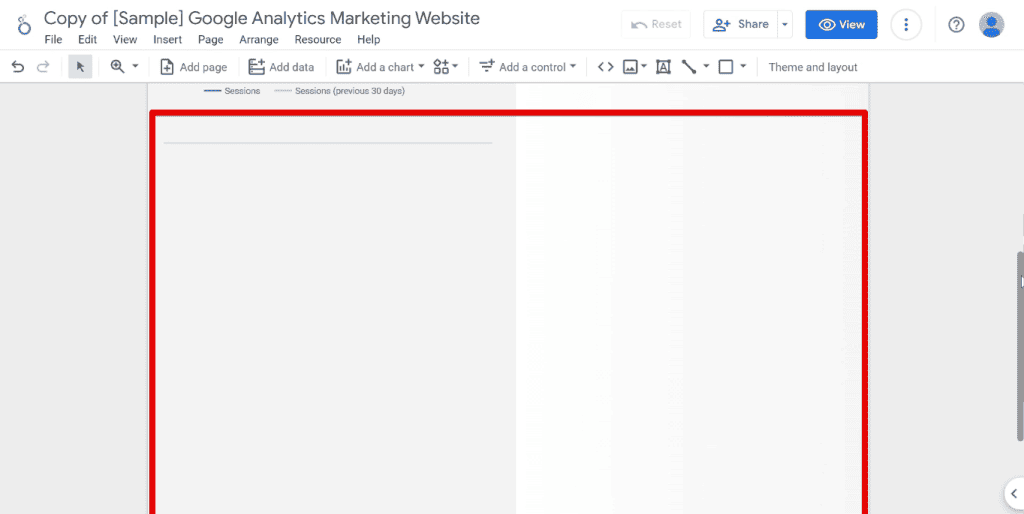 Blank space remaining at the bottom of the dashboard