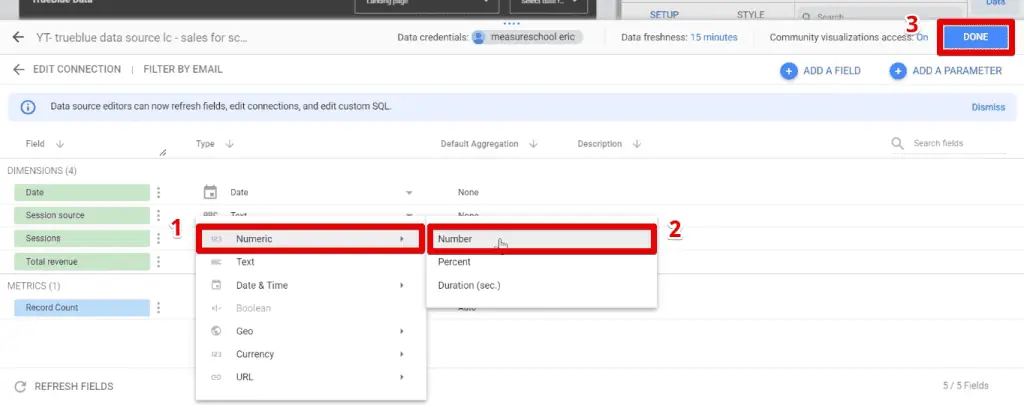 Changing the total revenue data type to a number