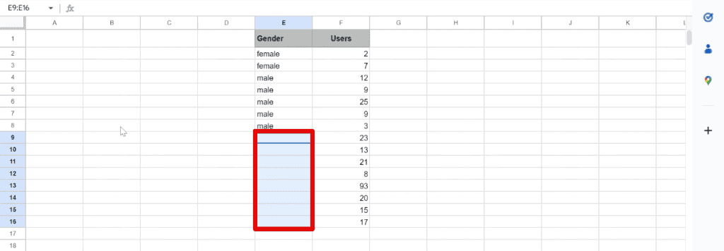Deleting null values and keeping the number of users