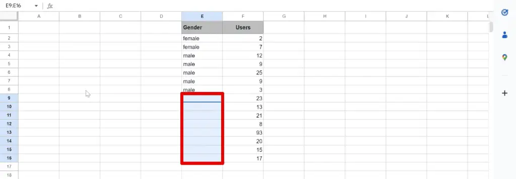 Deleting null values and keeping the number of users