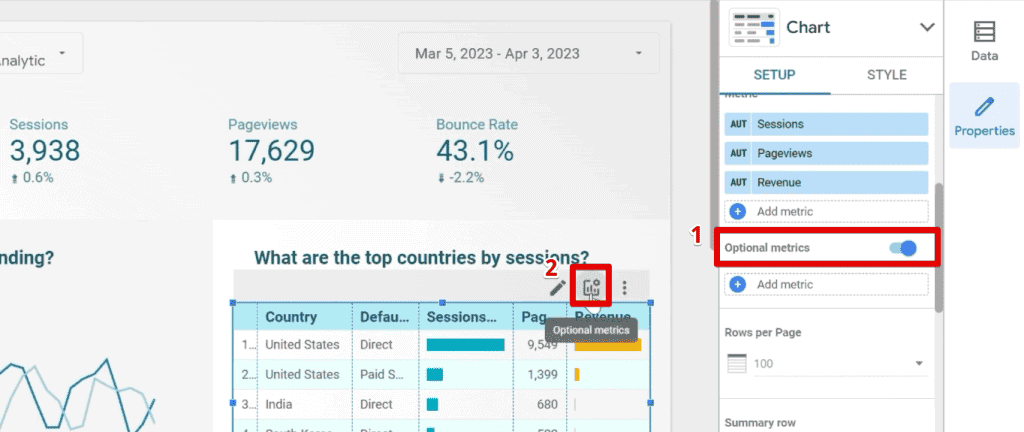 Enabling optional metrics