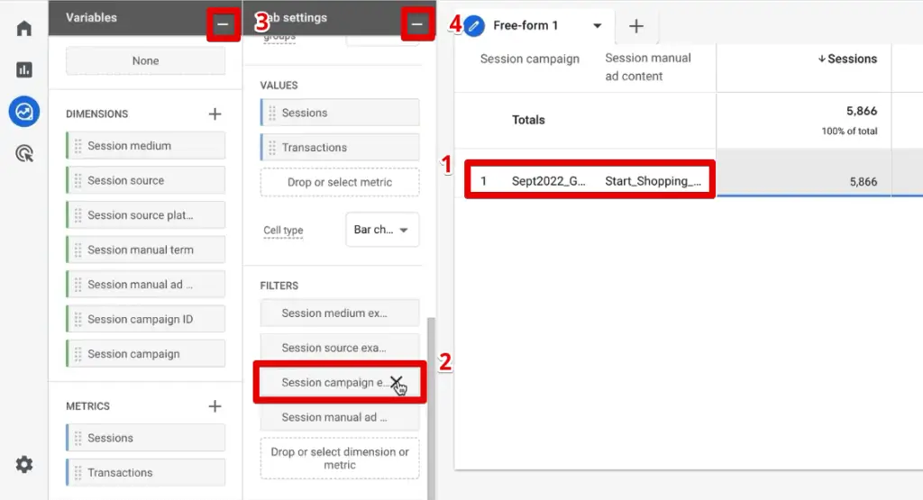 Removing the session campaign filter