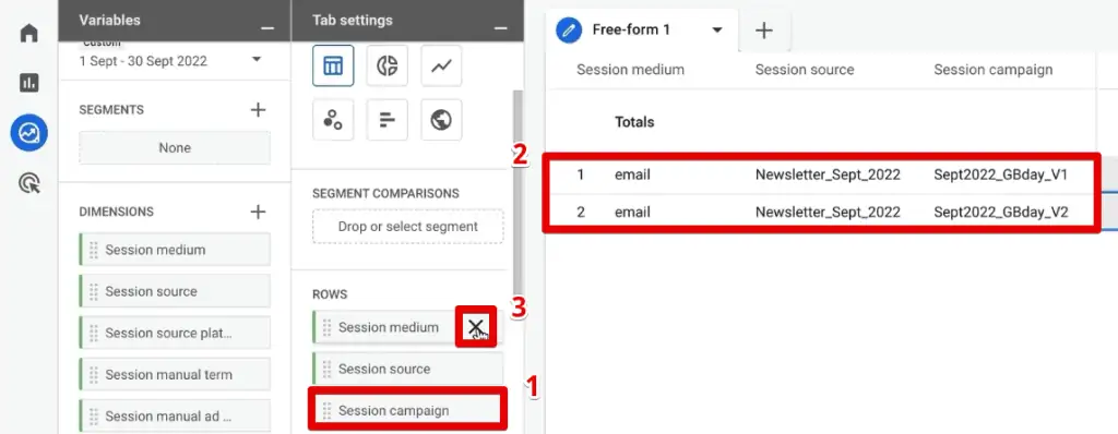 Removing the session source and medium dimensions due to the addition of the session campaign