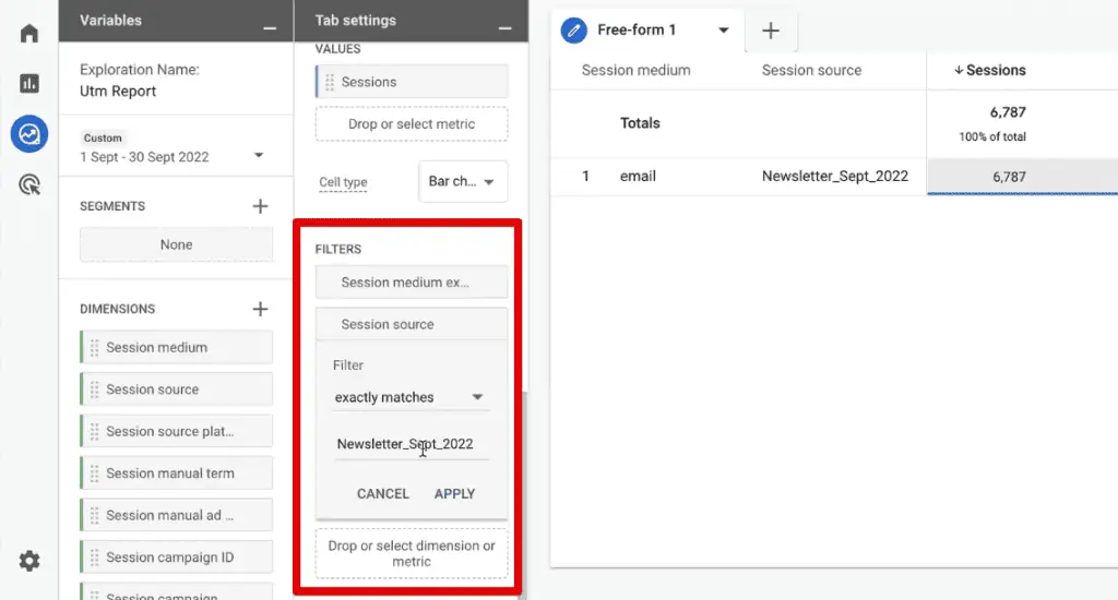 Session source filter