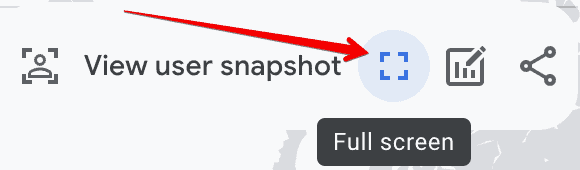 The fullscreen icon in GA4 realtime report