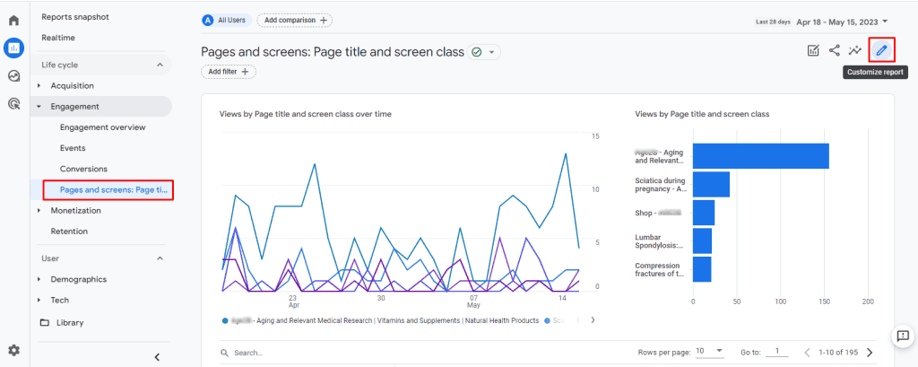 Customize page and screen report in GA4