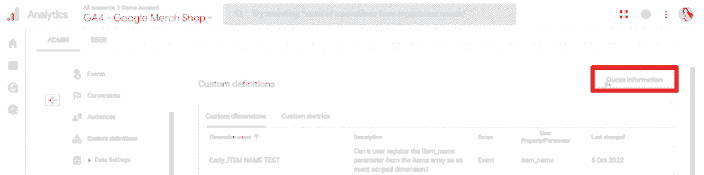Opening the quota information