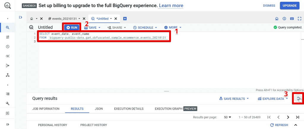 Running the updated SQL code and expanding the query results