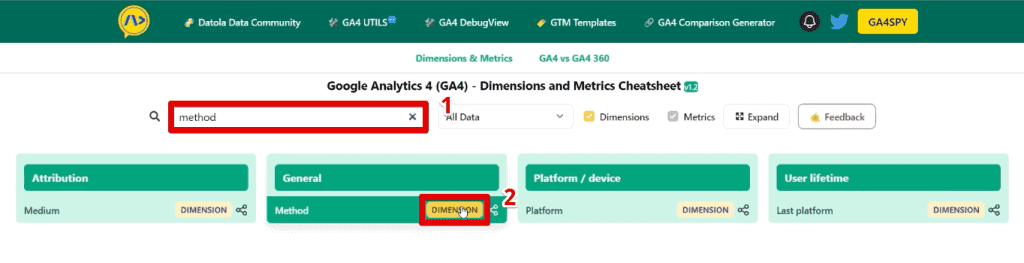 Searching for the method parameter in GA4Spy