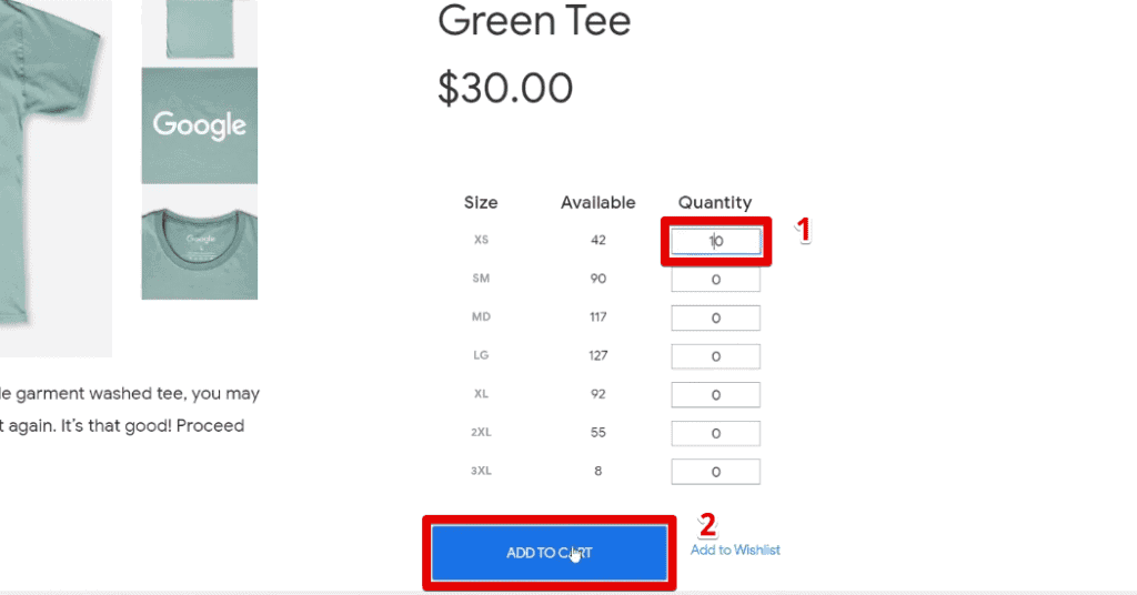 Adding a product to the cart