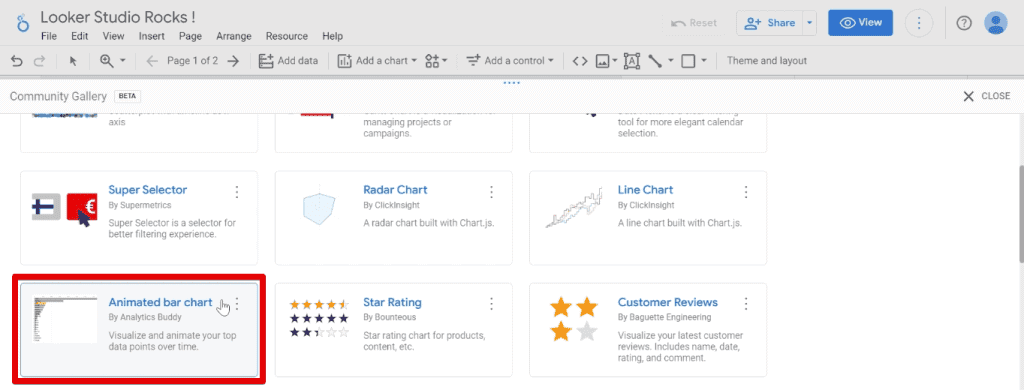 Animated bar chart community visualization