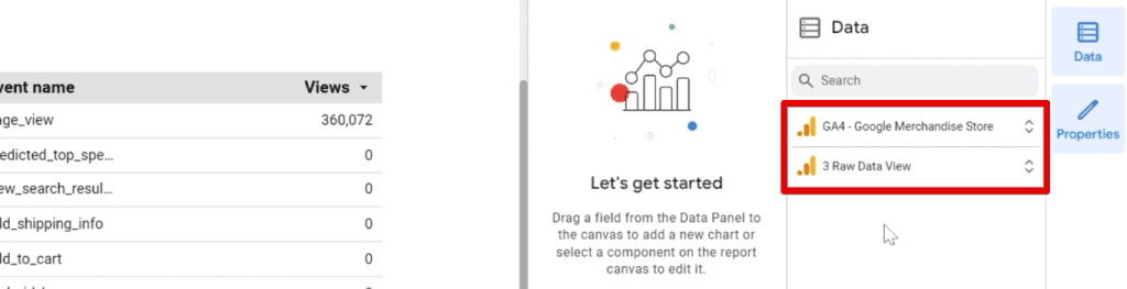 Available data sources in the report