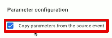 Copying parameters from the source event