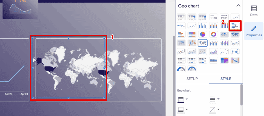 Creating a bar chart from the duplicated geo chart