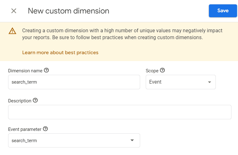 Creating a new custom dimension screen
