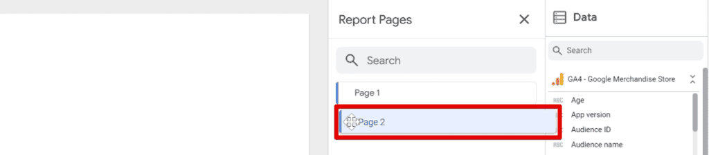 Dragging a page to change the page order