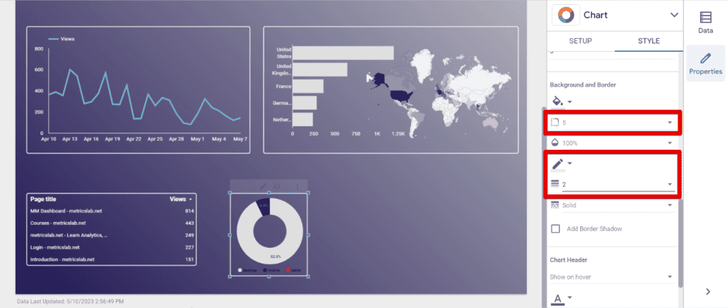 Formatting the donut chart border