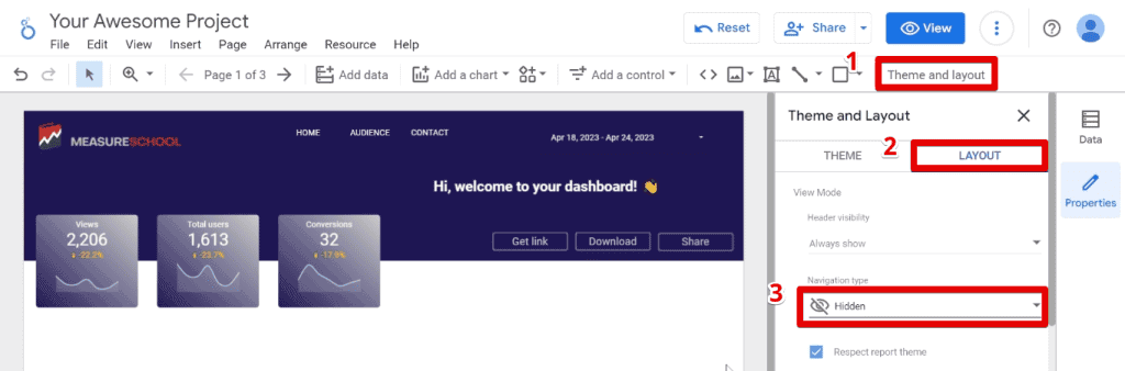 Hiding the default page navigation menu
