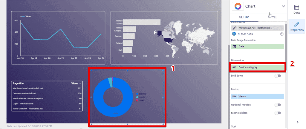 Inserting a donut chart for the device categories