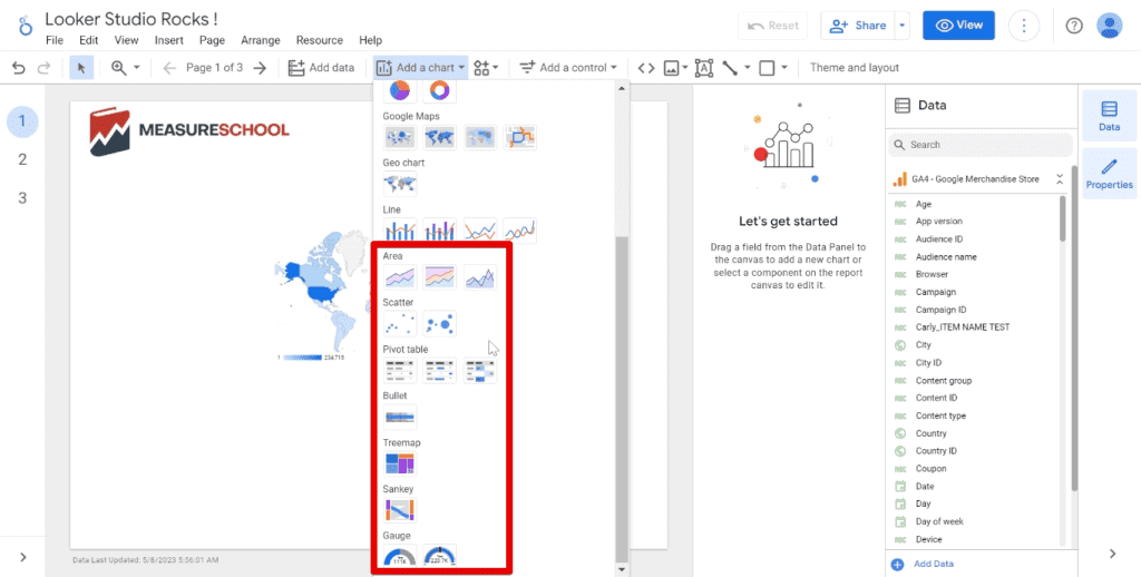 Other chart types in Looker Studio