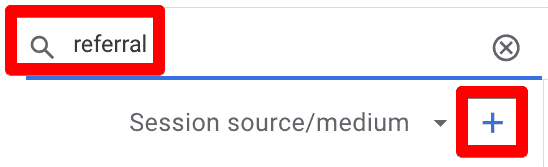 Plus icon to add a secondary dimension in GA4