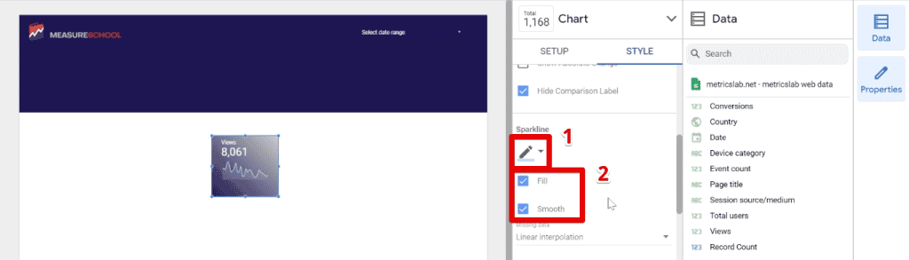 Sparkline settings