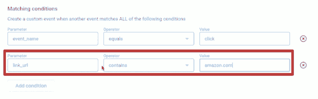 Specifying the second matching condition