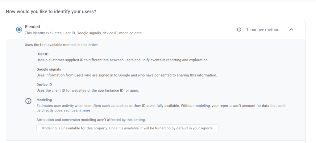 User identification settings
