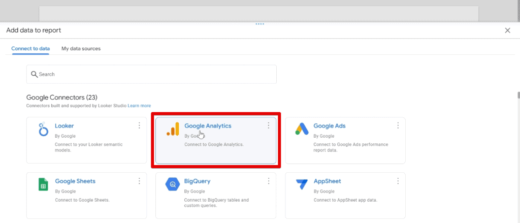 Using the Google Analytics connector
