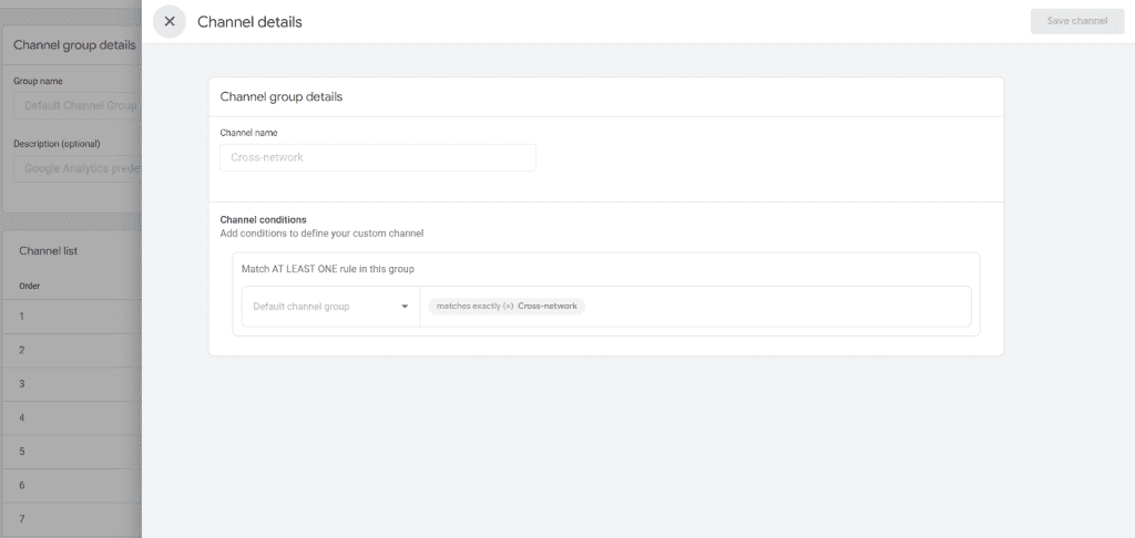 Channel details screen