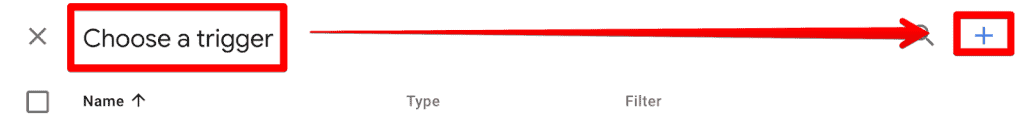 Choose a trigger screen in GTM