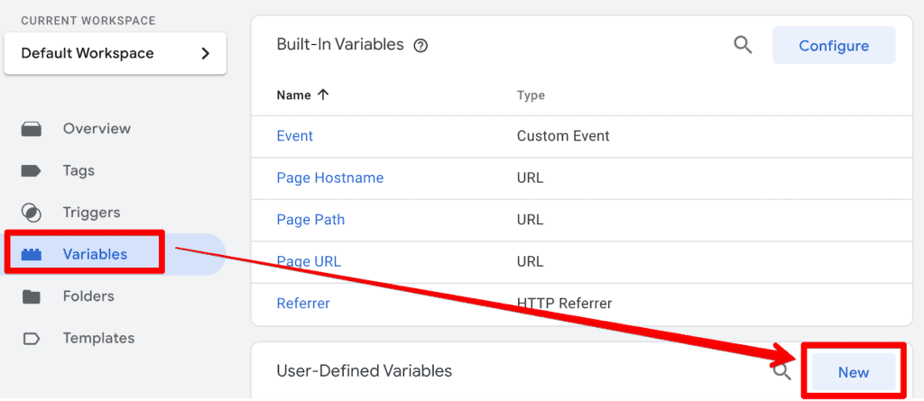 Create a new variable in GTM