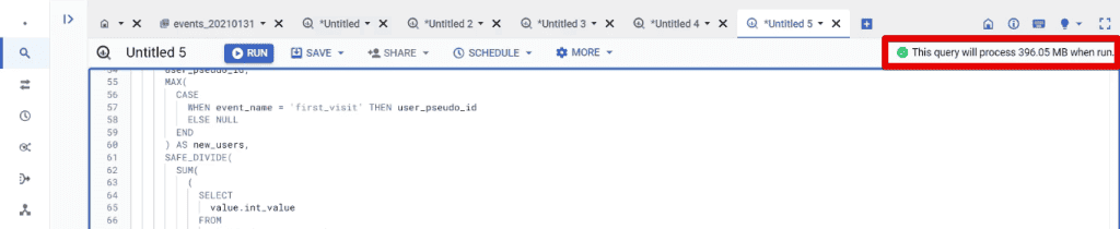 Reduced query size